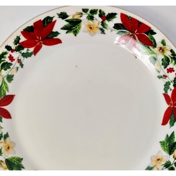 Vintage Gibson Poinsettia Dinner Plate Replacement Piece Tiny Flaws Single Plate - Picture 3 of 3